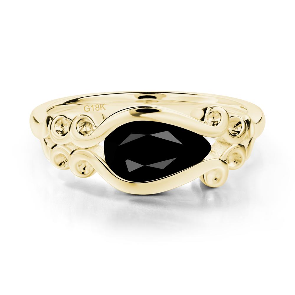 Black Spinel Scrollwork Ring - LUO Jewelry #metal_18k yellow gold
