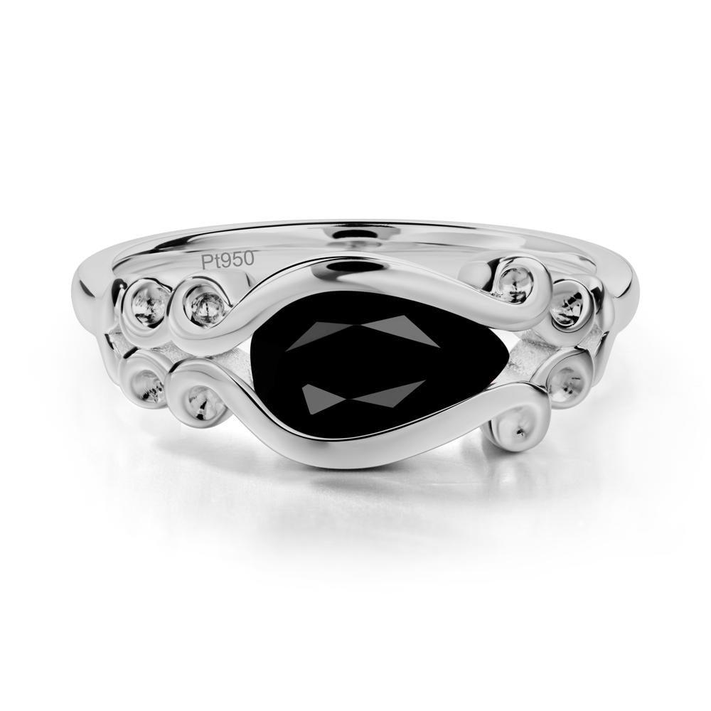 Black Spinel Scrollwork Ring - LUO Jewelry #metal_platinum