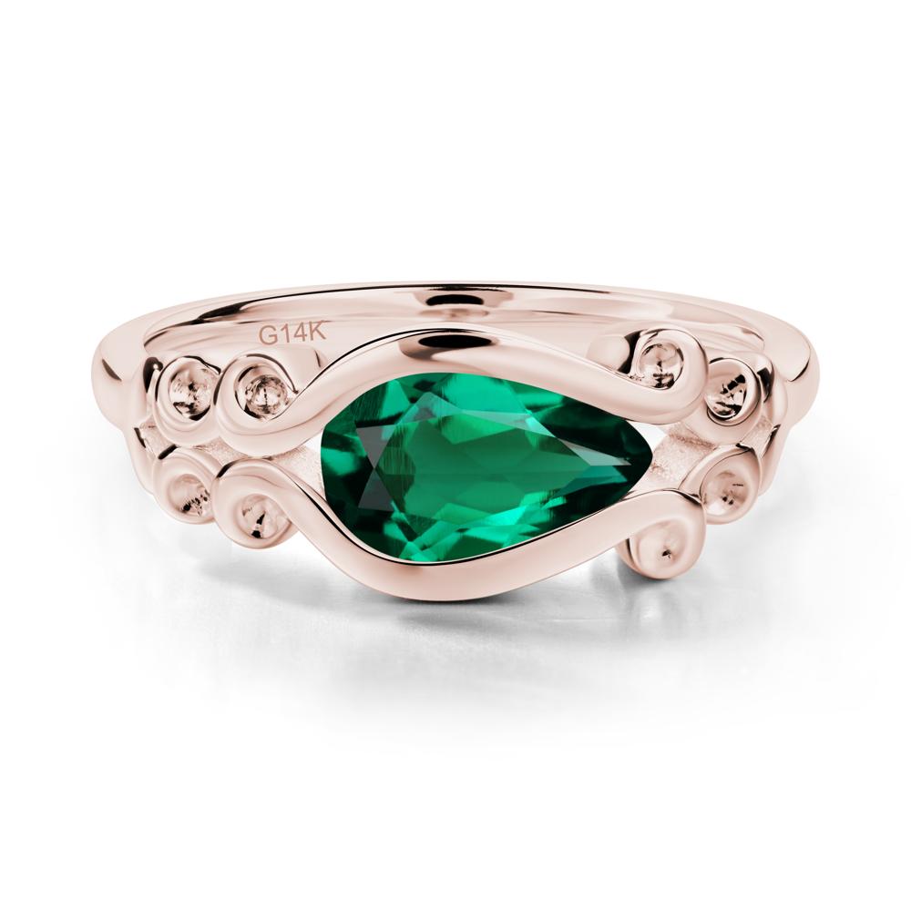 Emerald Scrollwork Ring - LUO Jewelry #metal_14k rose gold