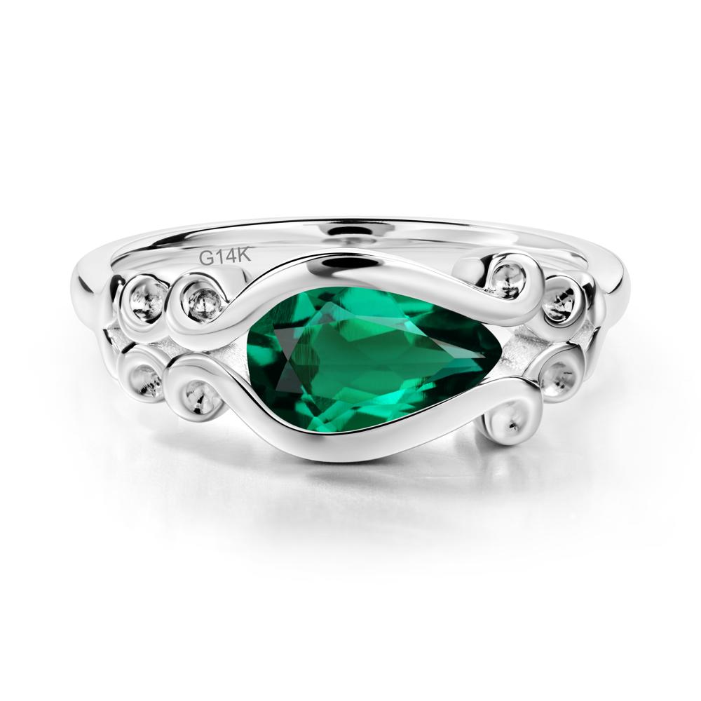 Emerald Scrollwork Ring - LUO Jewelry #metal_14k white gold