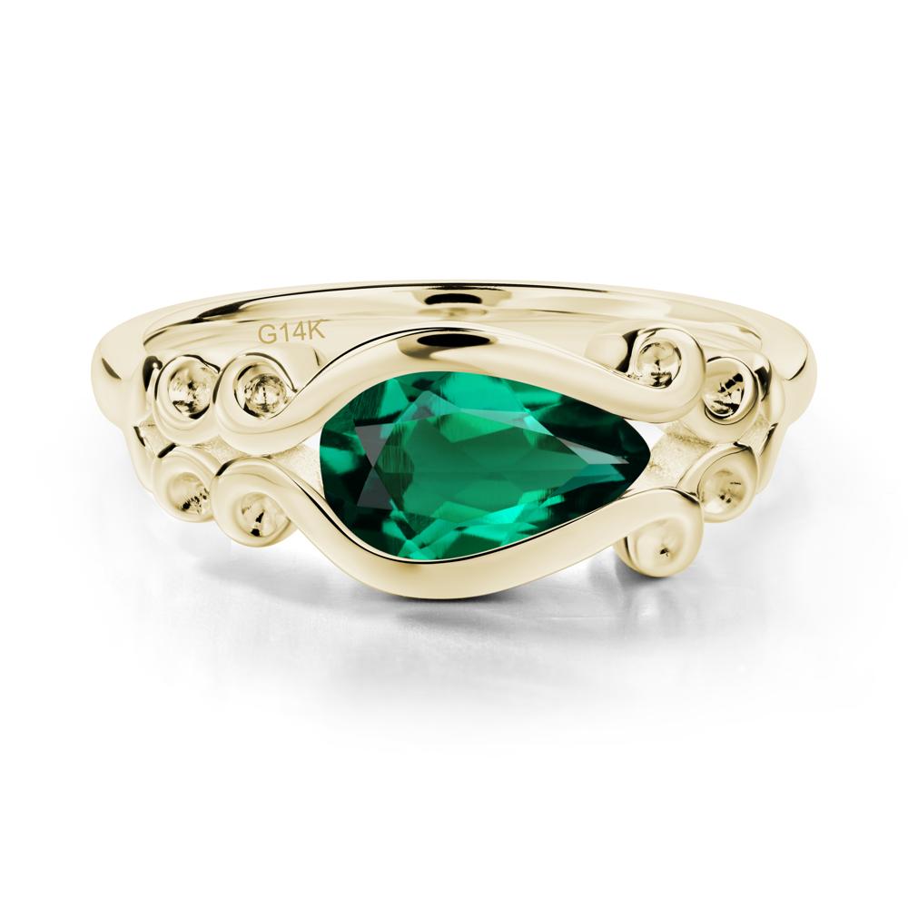 Emerald Scrollwork Ring - LUO Jewelry #metal_14k yellow gold