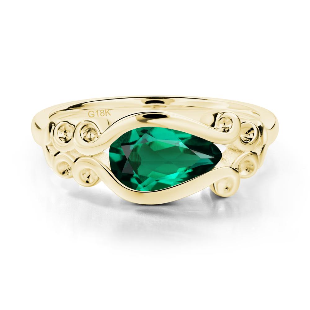 Emerald Scrollwork Ring - LUO Jewelry #metal_18k yellow gold