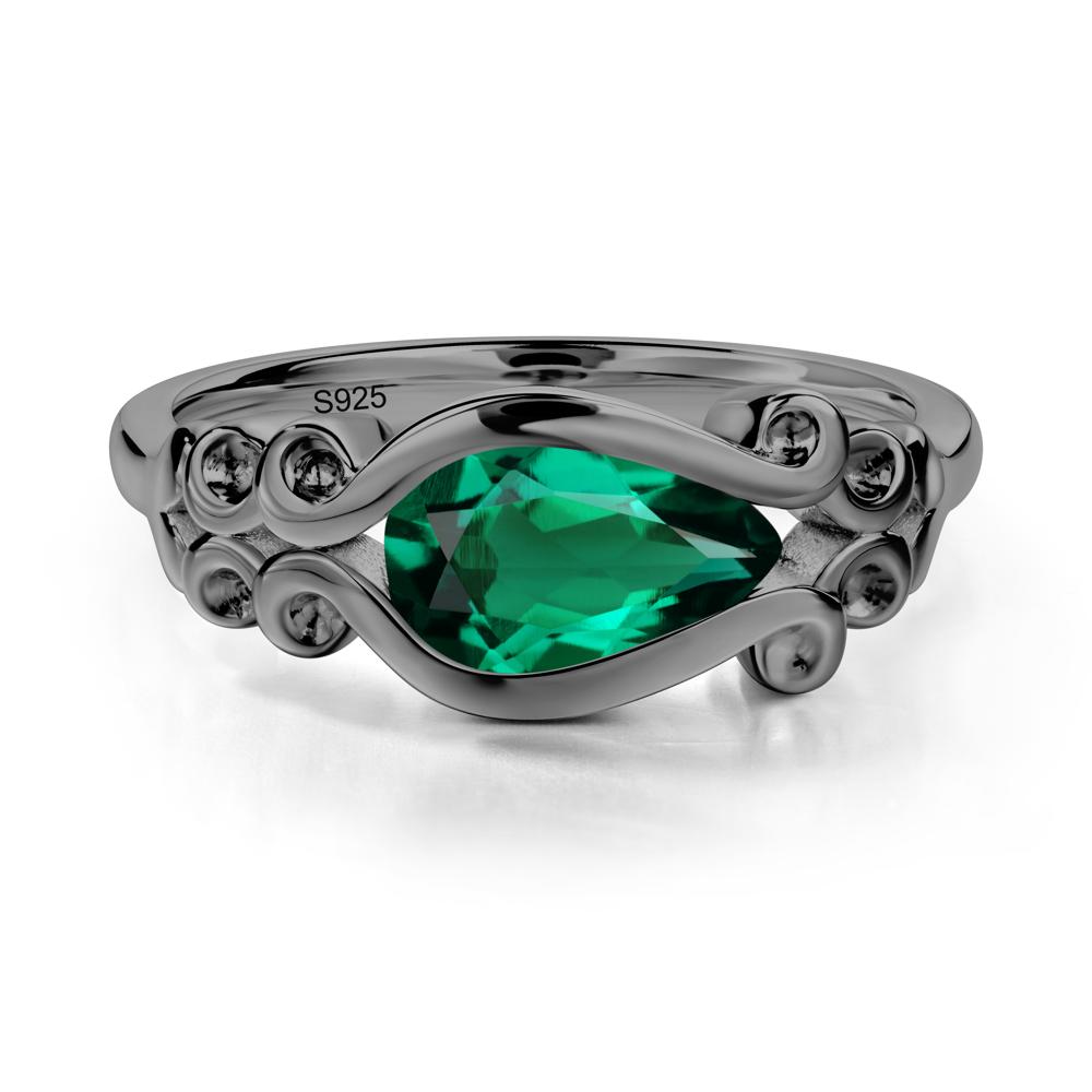 Emerald Scrollwork Ring - LUO Jewelry #metal_black finish sterling silver