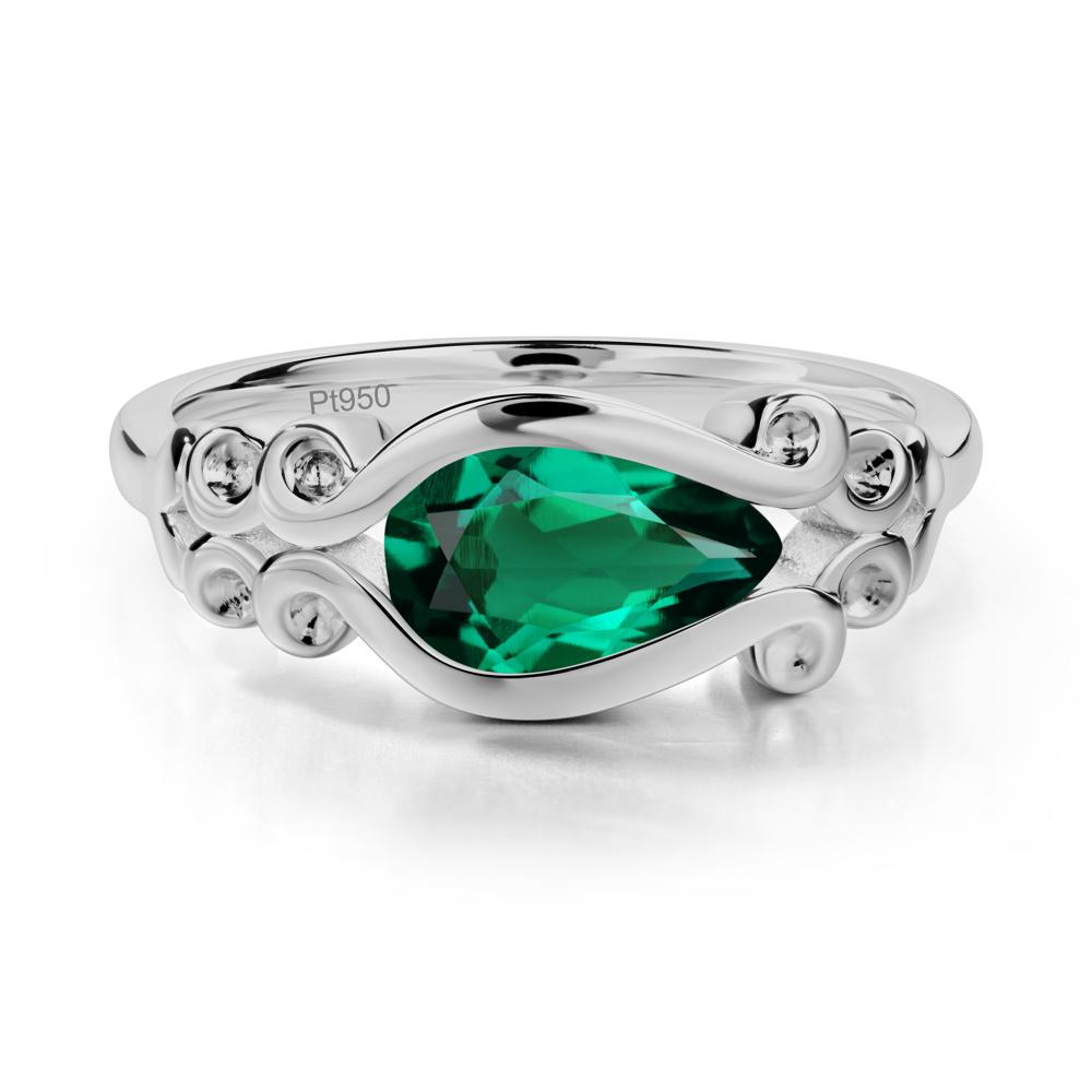 Emerald Scrollwork Ring - LUO Jewelry #metal_platinum