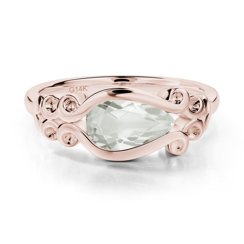 Green Amethyst Scrollwork Ring - LUO Jewelry #metal_14k rose gold
