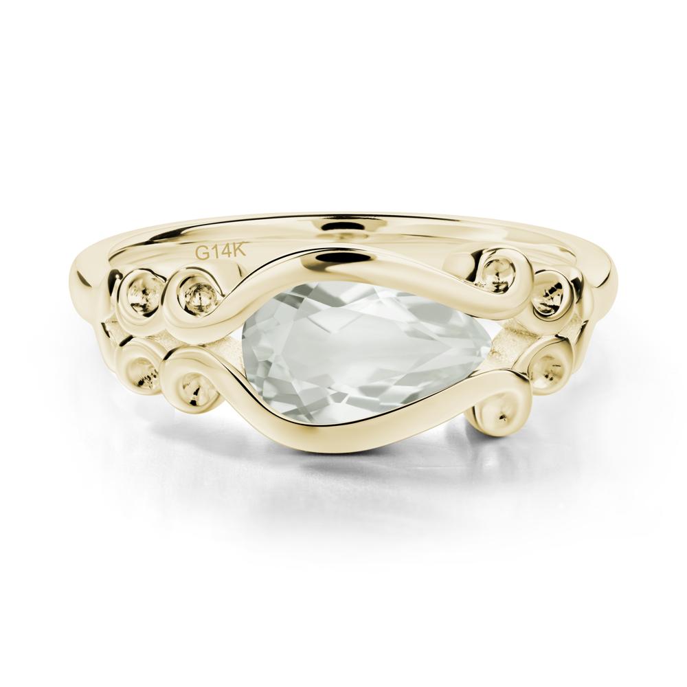 Green Amethyst Scrollwork Ring - LUO Jewelry #metal_14k yellow gold