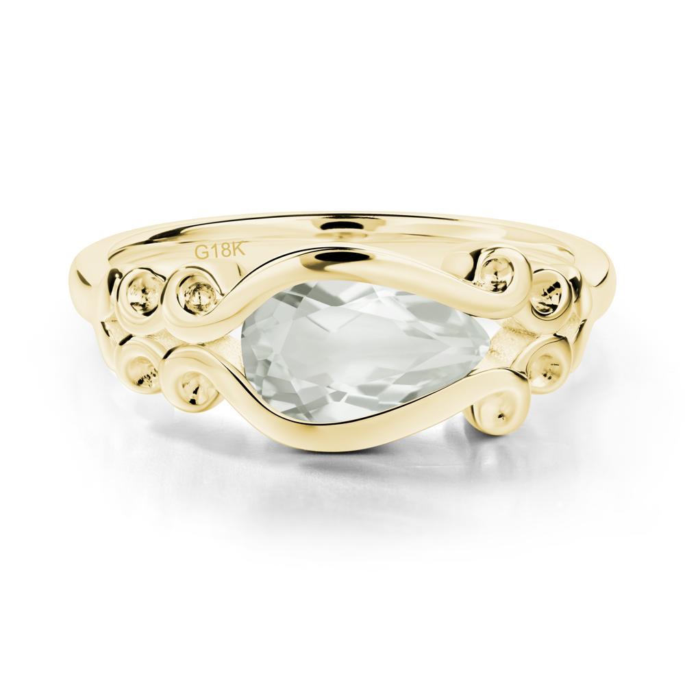 Green Amethyst Scrollwork Ring - LUO Jewelry #metal_18k yellow gold