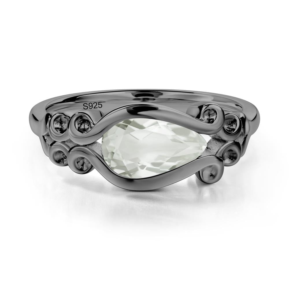 Green Amethyst Scrollwork Ring - LUO Jewelry #metal_black finish sterling silver