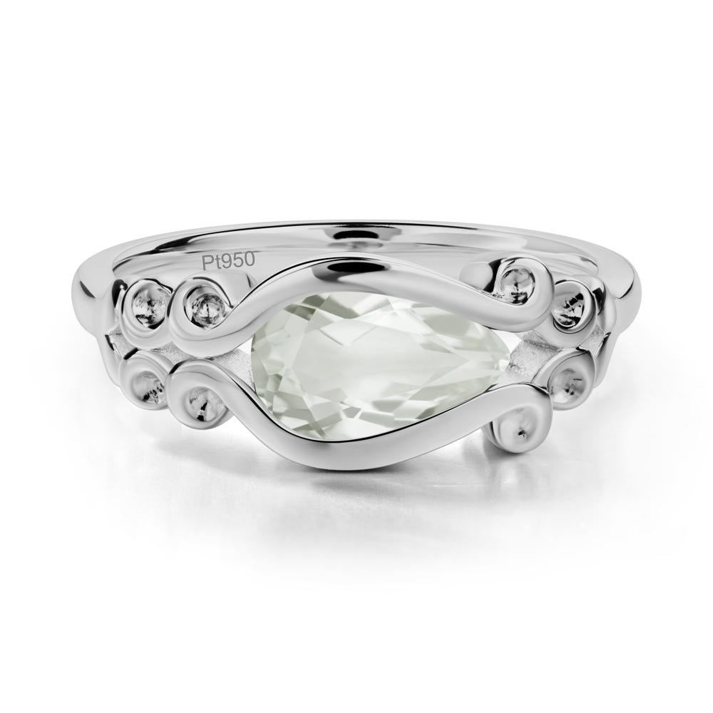 Green Amethyst Scrollwork Ring - LUO Jewelry #metal_platinum