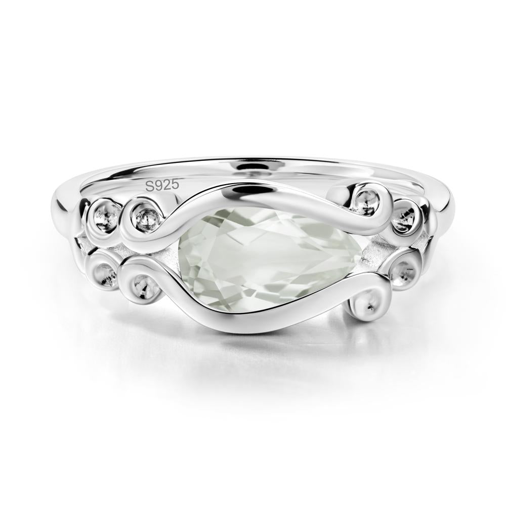 Green Amethyst Scrollwork Ring - LUO Jewelry #metal_sterling silver