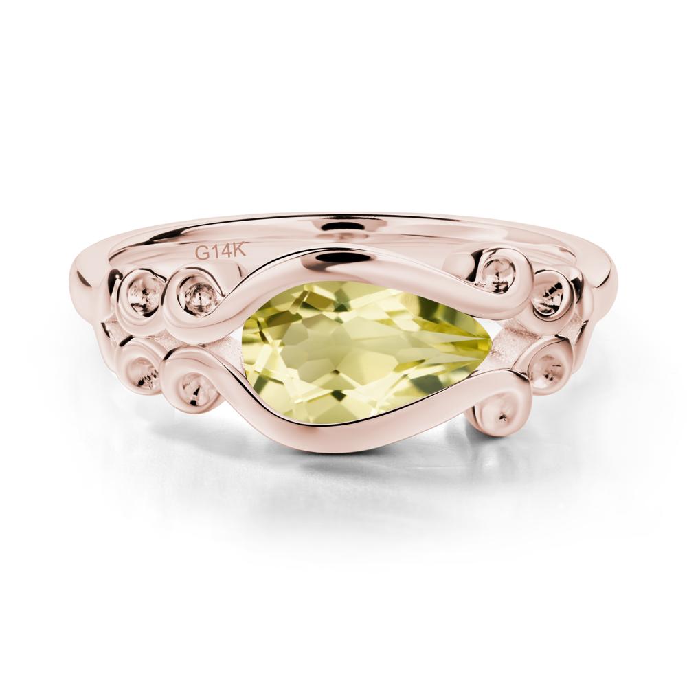 Lemon Quartz Scrollwork Ring - LUO Jewelry #metal_14k rose gold