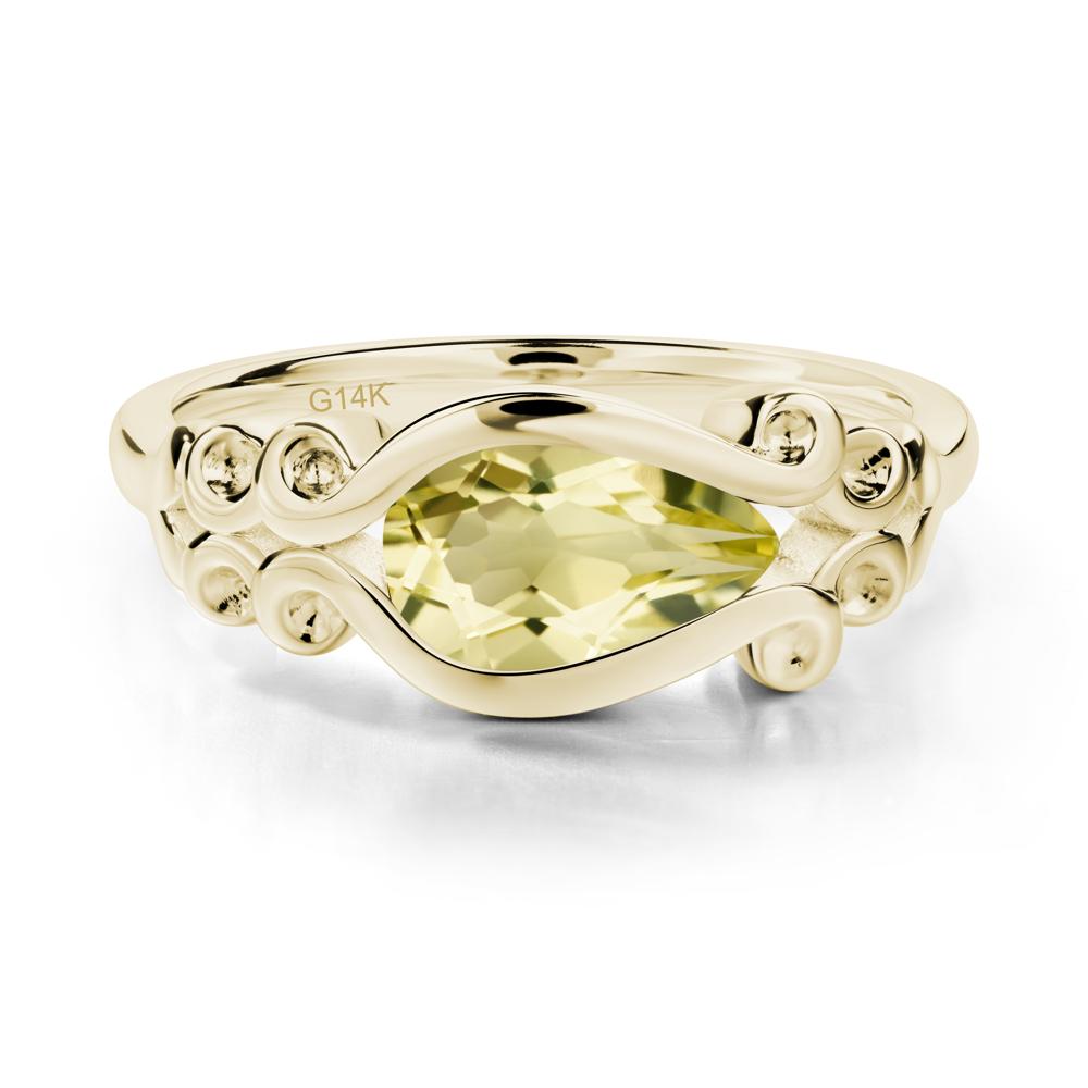 Lemon Quartz Scrollwork Ring - LUO Jewelry #metal_14k yellow gold