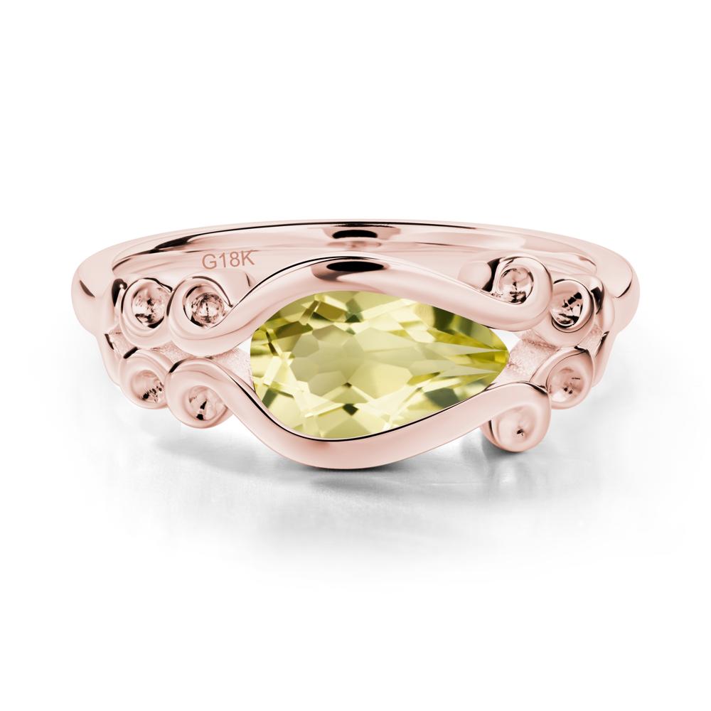 Lemon Quartz Scrollwork Ring - LUO Jewelry #metal_18k rose gold