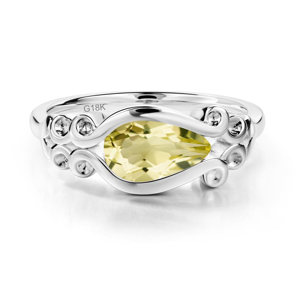 Lemon Quartz Scrollwork Ring - LUO Jewelry #metal_18k white gold