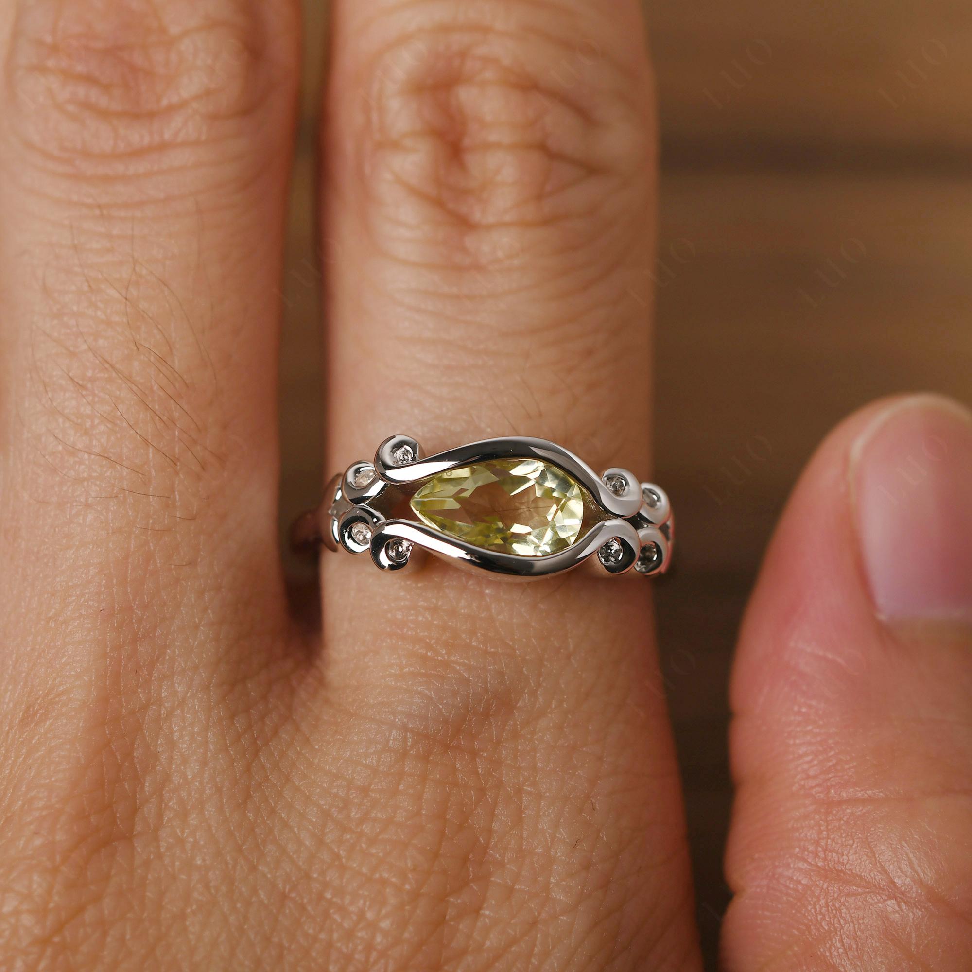 Lemon Quartz Scrollwork Ring - LUO Jewelry