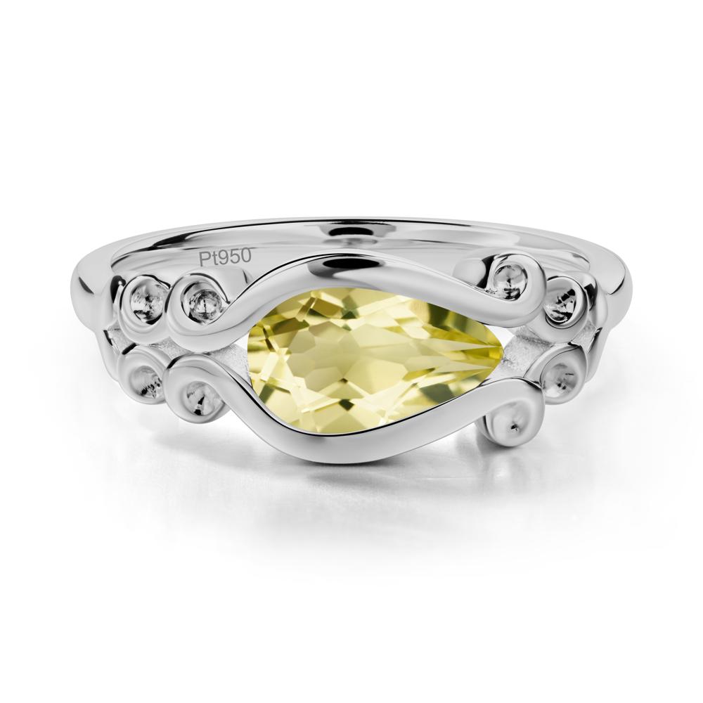 Lemon Quartz Scrollwork Ring - LUO Jewelry #metal_platinum