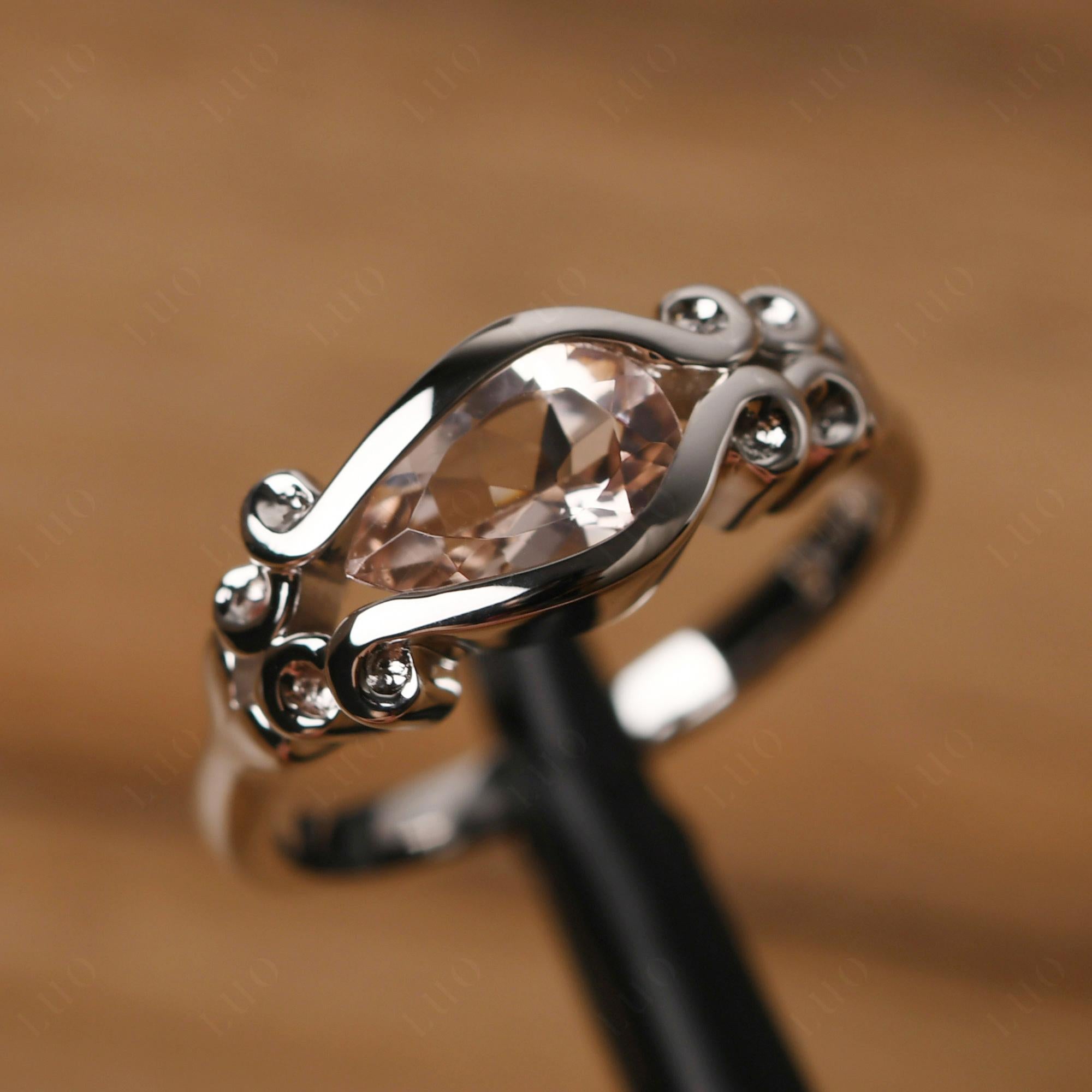 Morganite Scrollwork Ring - LUO Jewelry
