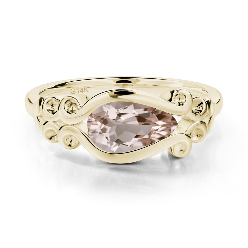 Morganite Scrollwork Ring - LUO Jewelry #metal_14k yellow gold