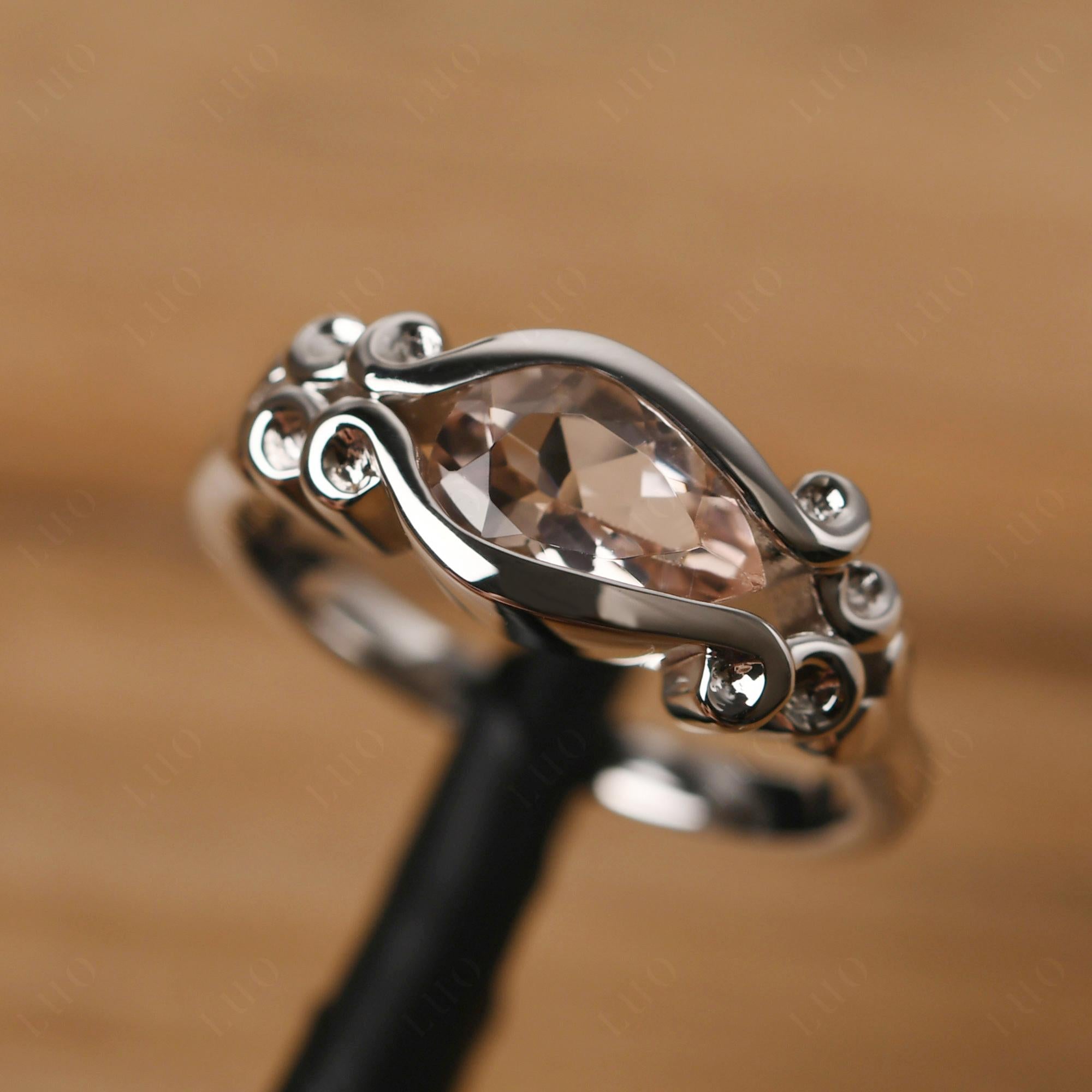 Morganite Scrollwork Ring - LUO Jewelry