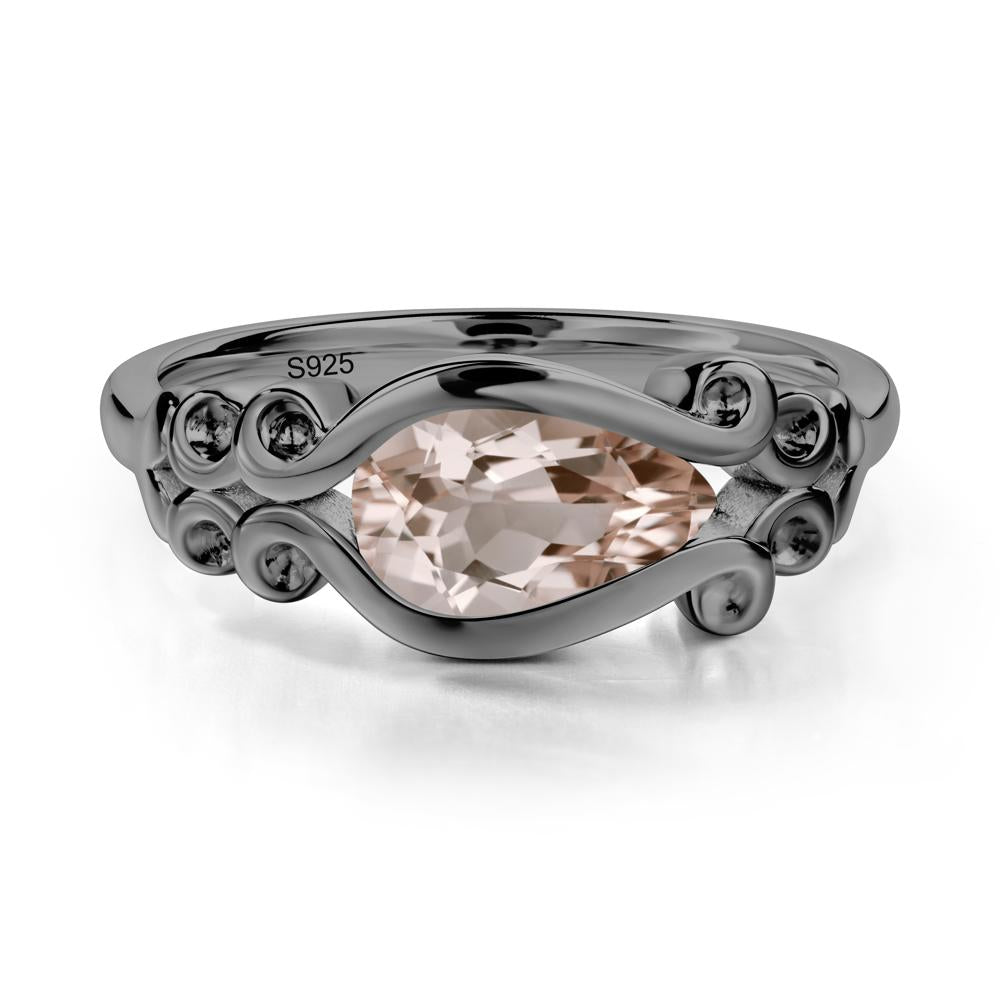 Morganite Scrollwork Ring - LUO Jewelry #metal_black finish sterling silver