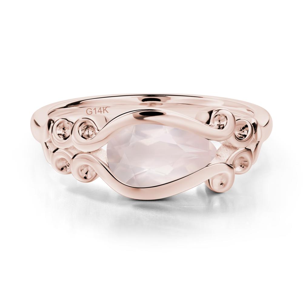 Rose Quartz Scrollwork Ring - LUO Jewelry #metal_14k rose gold