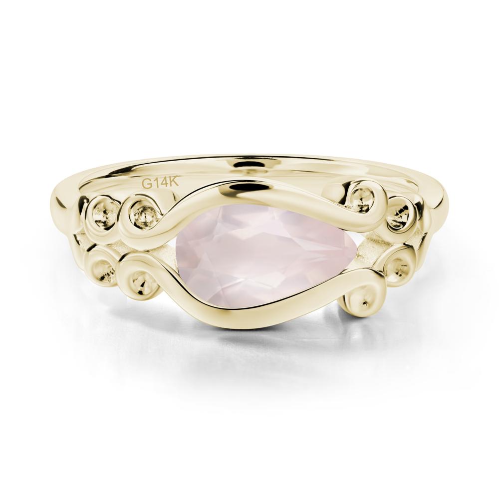 Rose Quartz Scrollwork Ring - LUO Jewelry #metal_14k yellow gold