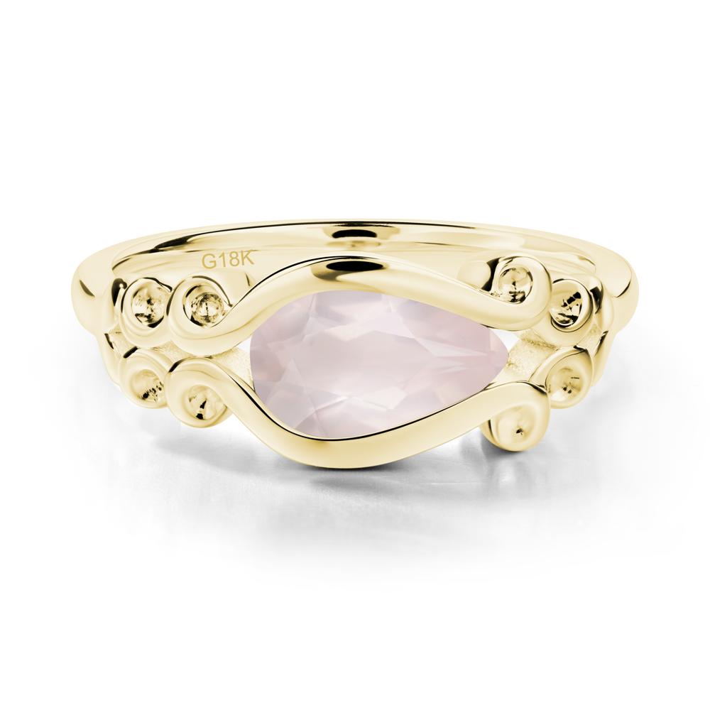 Rose Quartz Scrollwork Ring - LUO Jewelry #metal_18k yellow gold