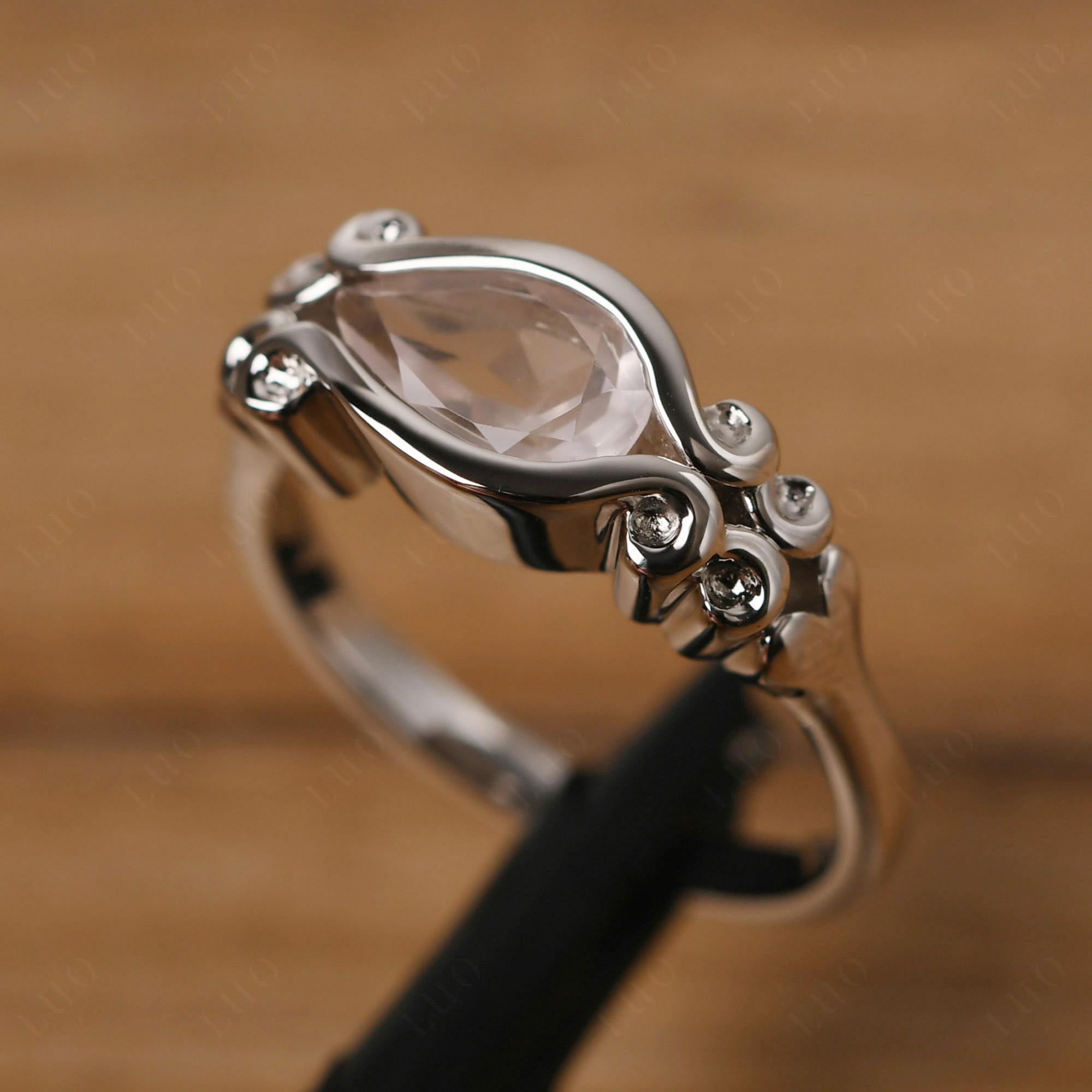 Rose Quartz Scrollwork Ring - LUO Jewelry