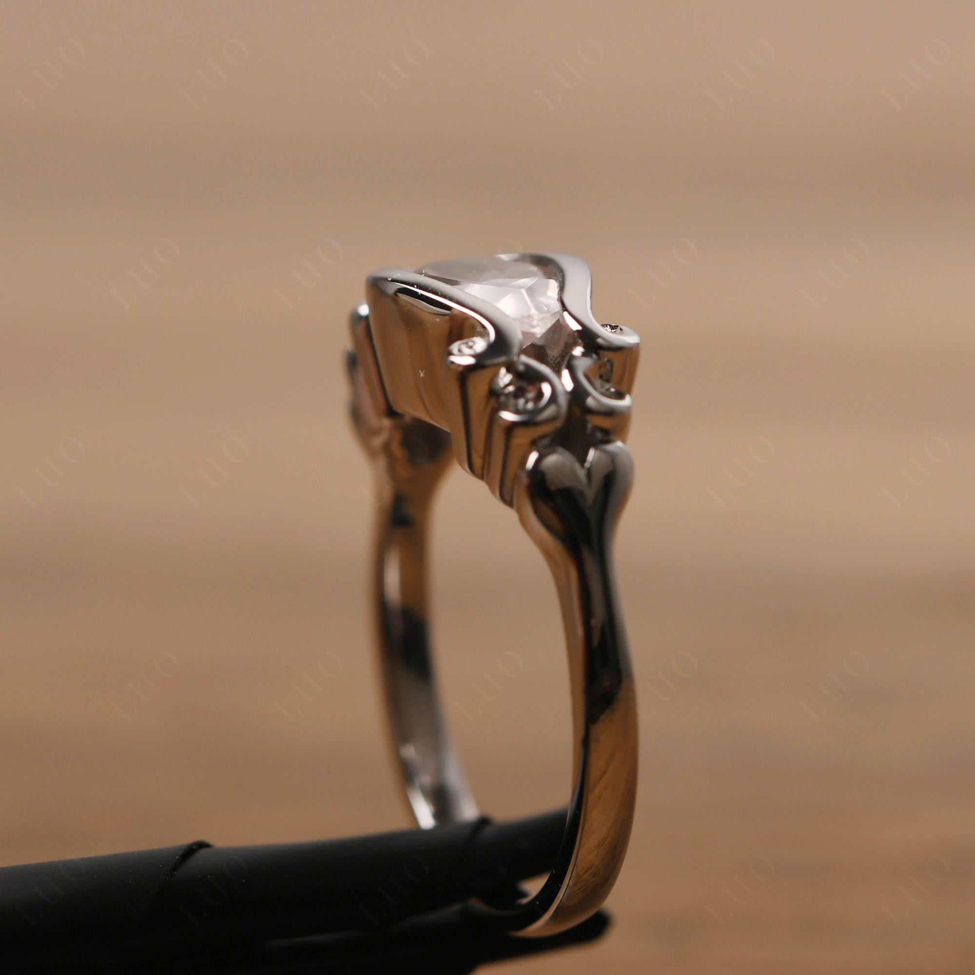 Rose Quartz Scrollwork Ring - LUO Jewelry