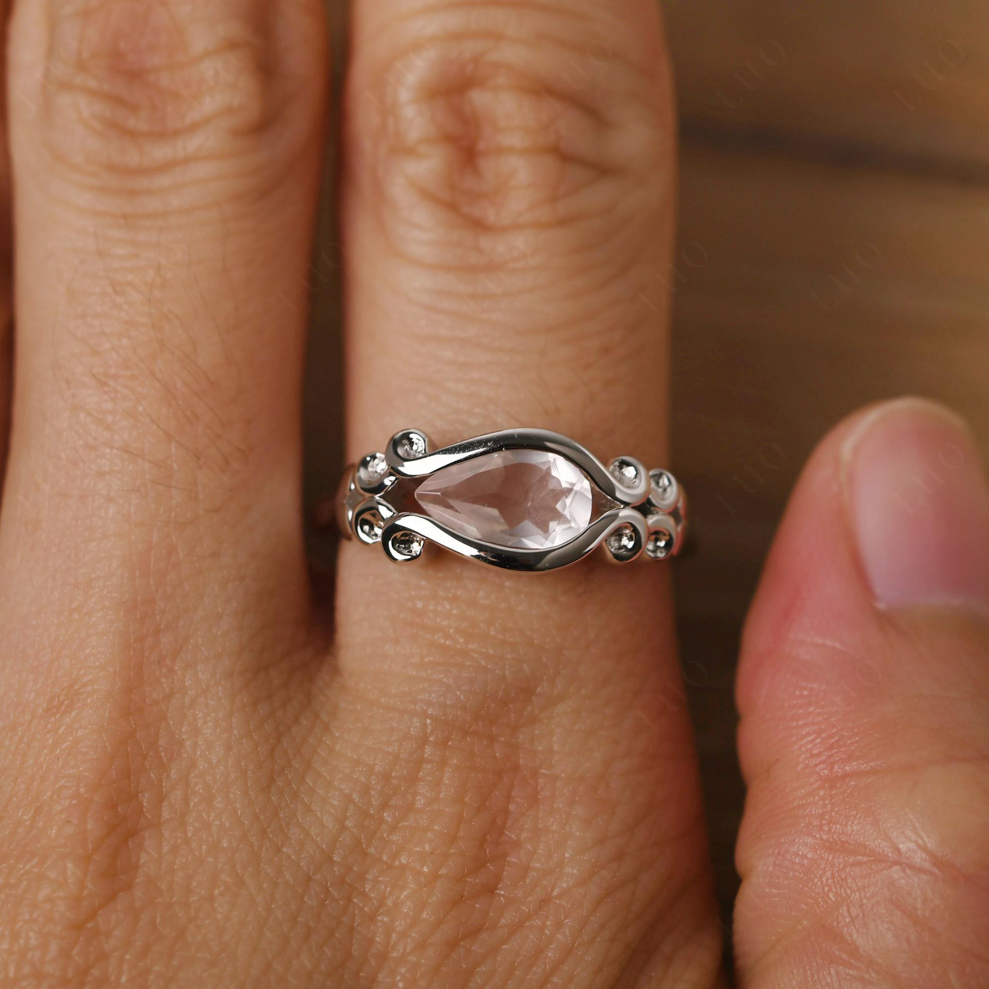 Rose Quartz Scrollwork Ring - LUO Jewelry