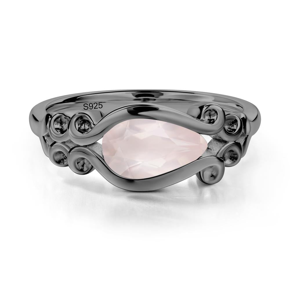 Rose Quartz Scrollwork Ring - LUO Jewelry #metal_black finish sterling silver