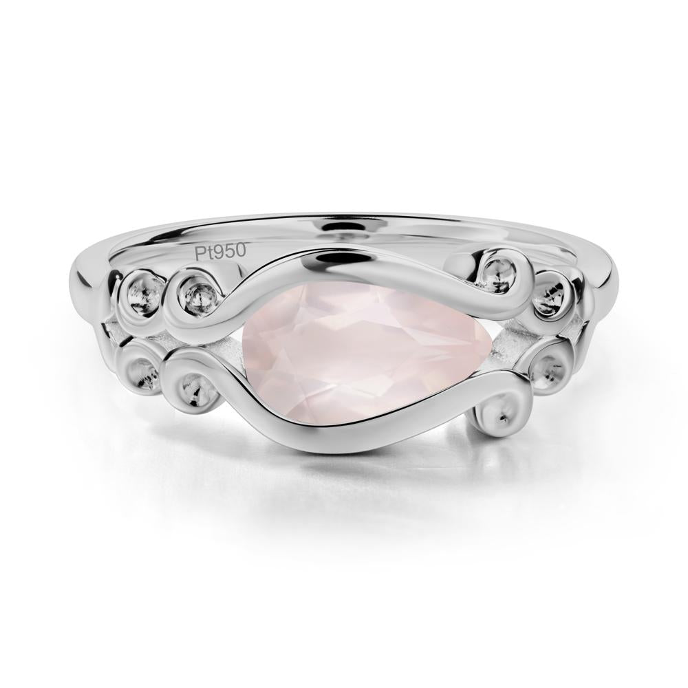 Rose Quartz Scrollwork Ring - LUO Jewelry #metal_platinum