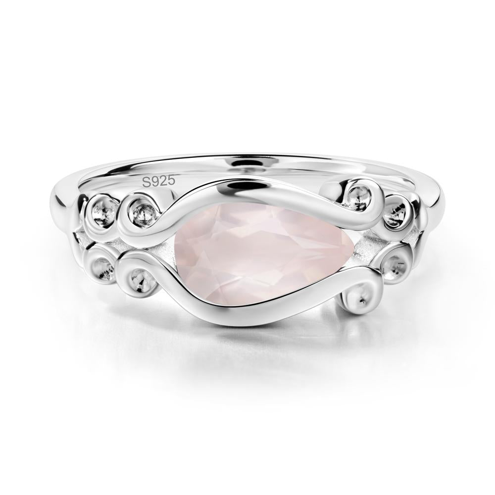 Rose Quartz Scrollwork Ring - LUO Jewelry #metal_sterling silver