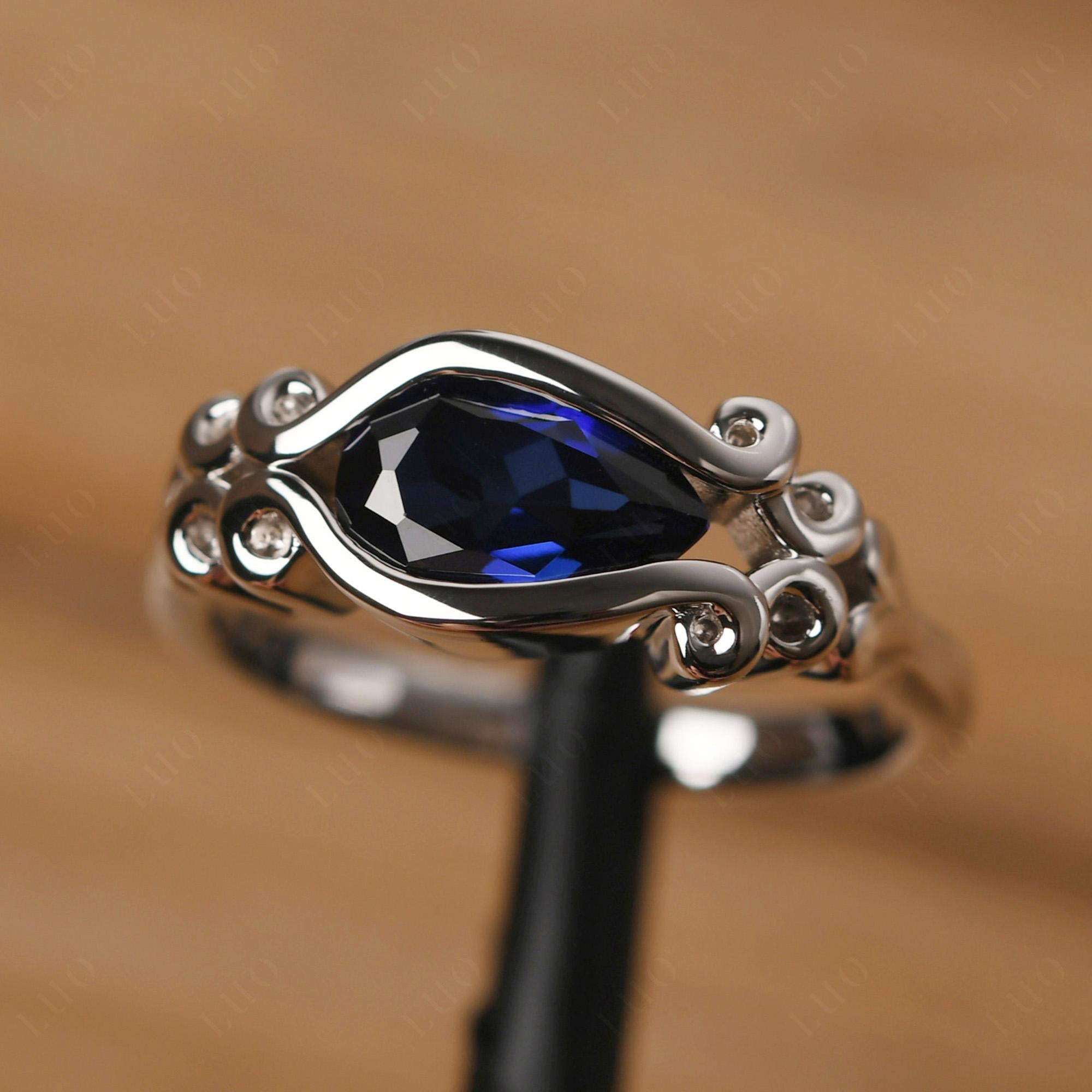 Sapphire Scrollwork Ring - LUO Jewelry