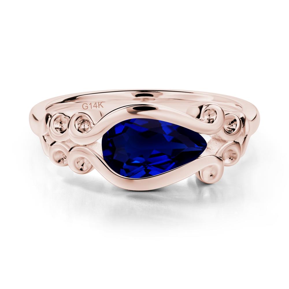 Sapphire Scrollwork Ring - LUO Jewelry #metal_14k rose gold
