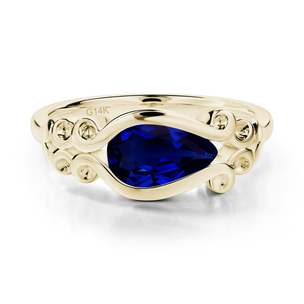 Sapphire Scrollwork Ring - LUO Jewelry #metal_14k yellow gold