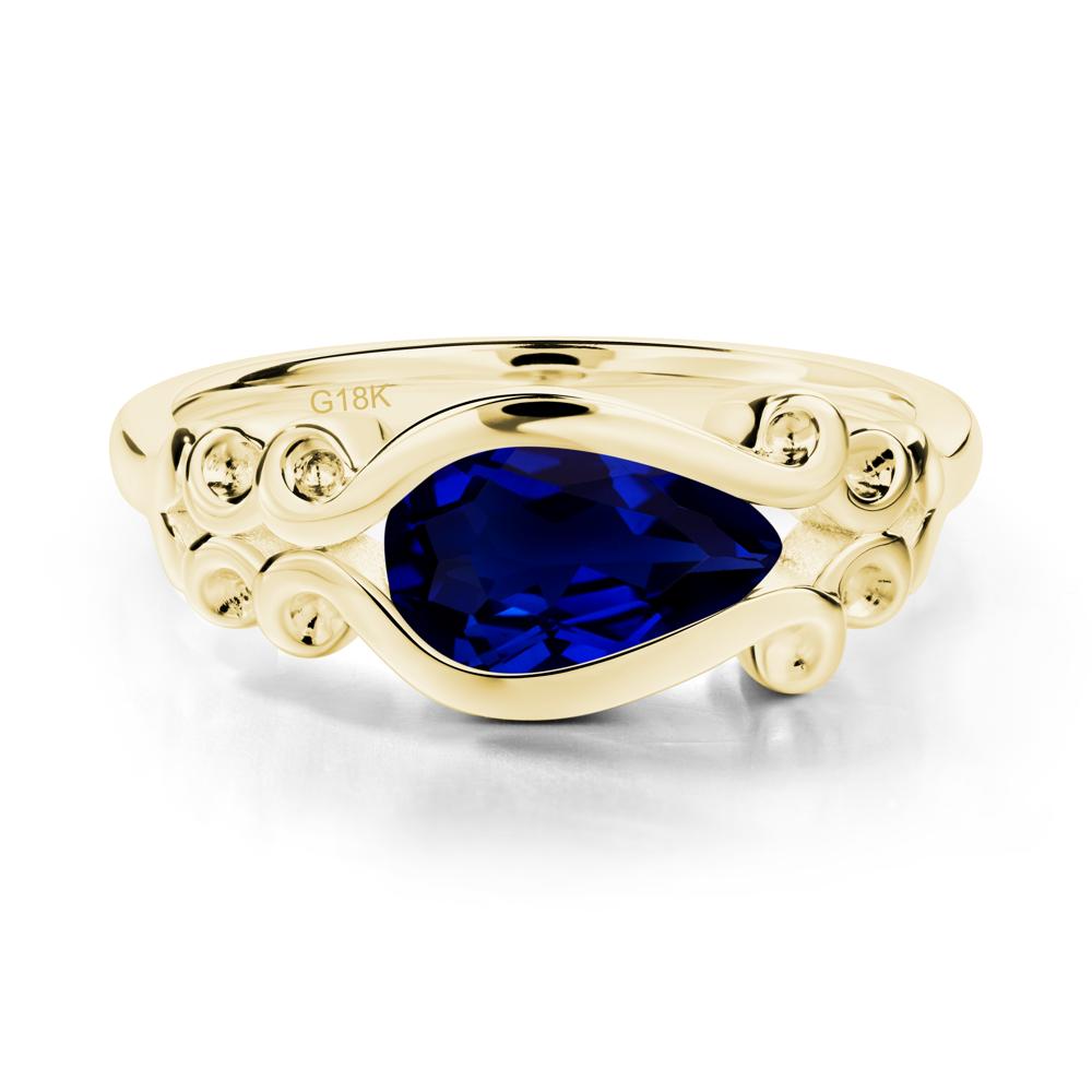 Sapphire Scrollwork Ring - LUO Jewelry #metal_18k yellow gold