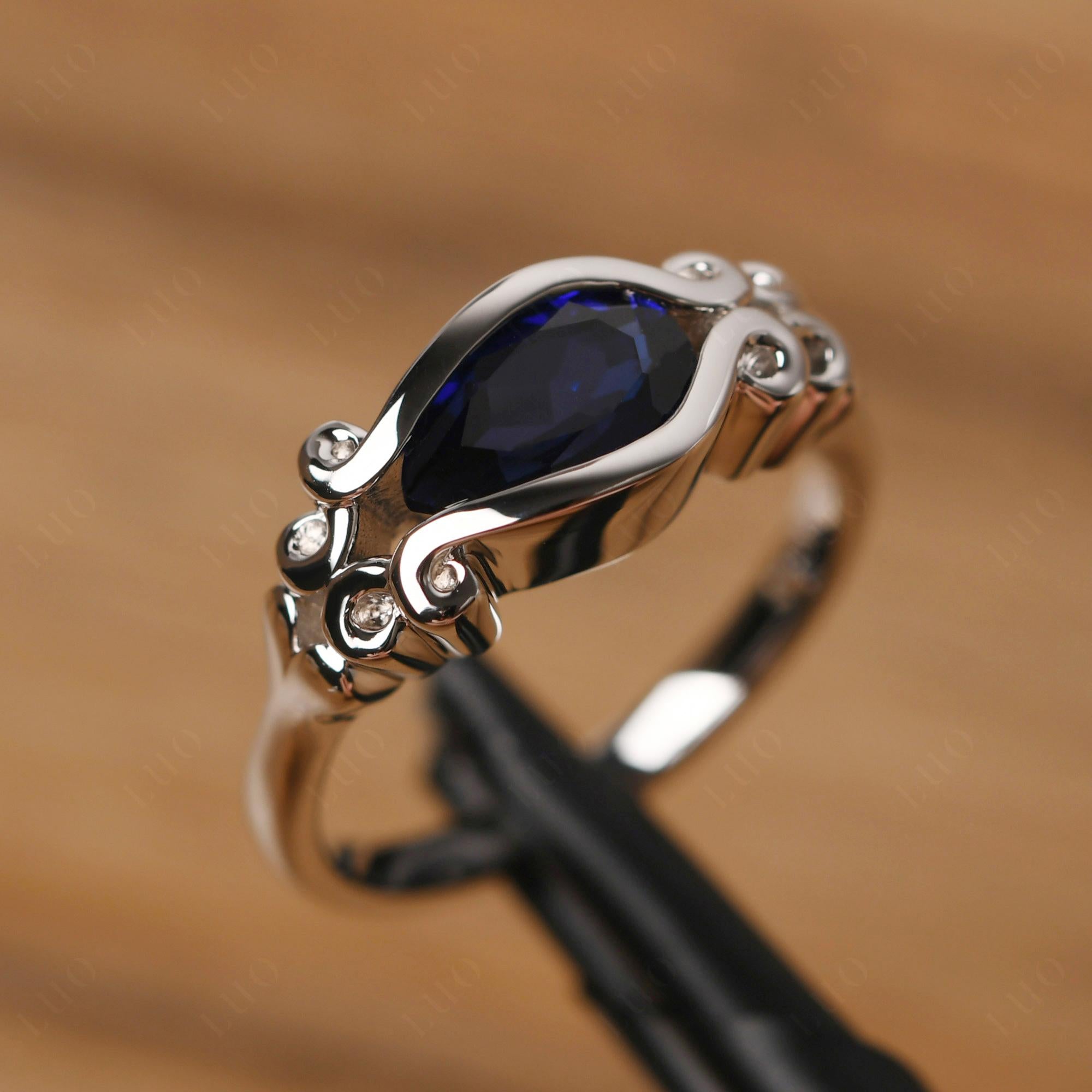 Sapphire Scrollwork Ring - LUO Jewelry