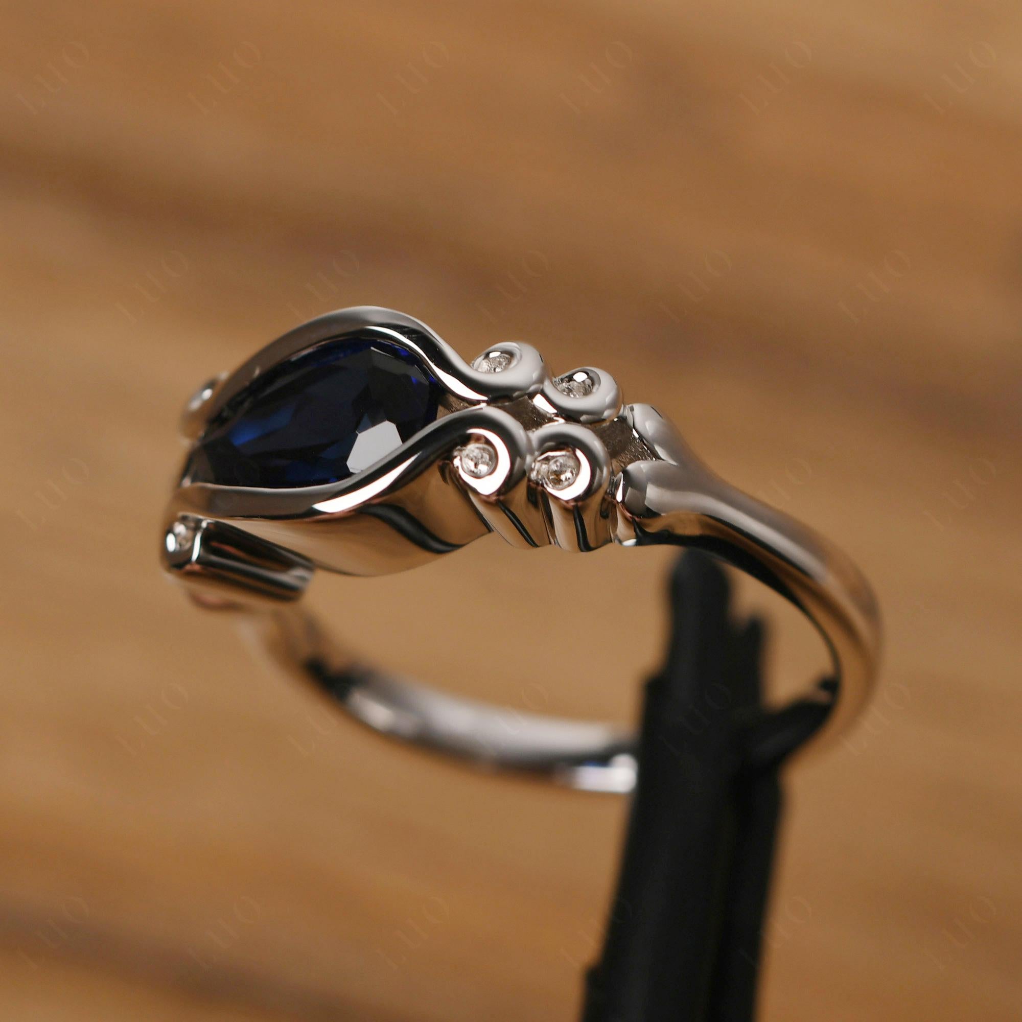 Sapphire Scrollwork Ring - LUO Jewelry