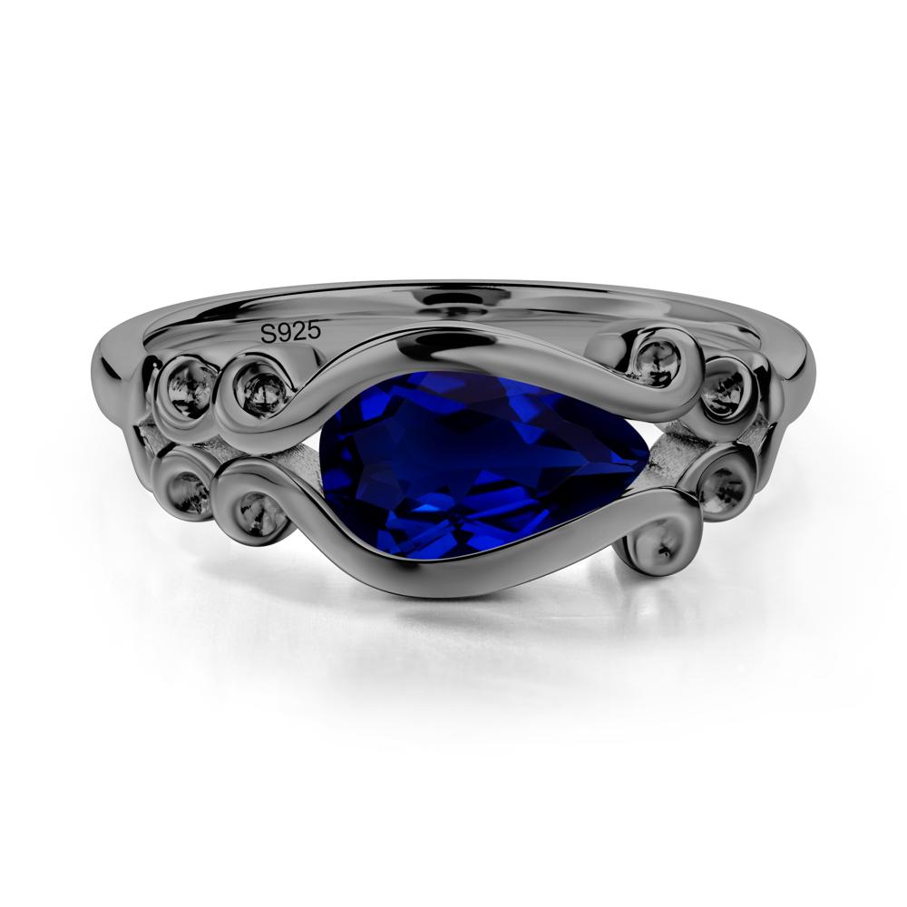 Sapphire Scrollwork Ring - LUO Jewelry #metal_black finish sterling silver
