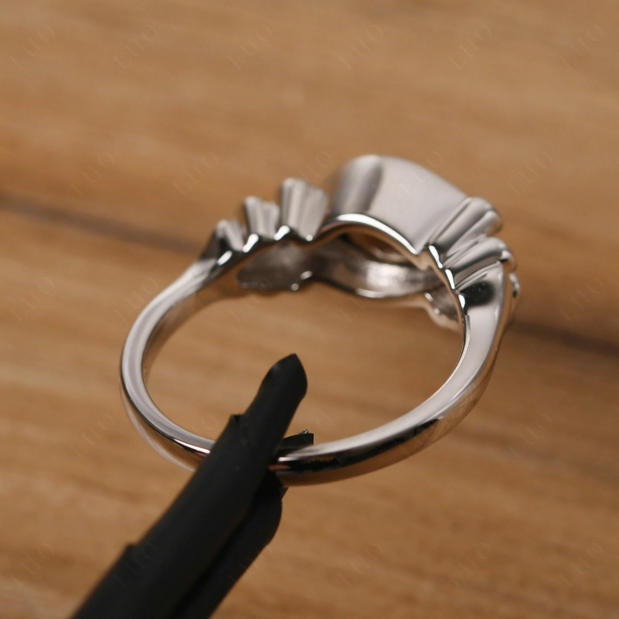 Pear Shaped Smoky Quartz Scroll Ring - LUO Jewelry