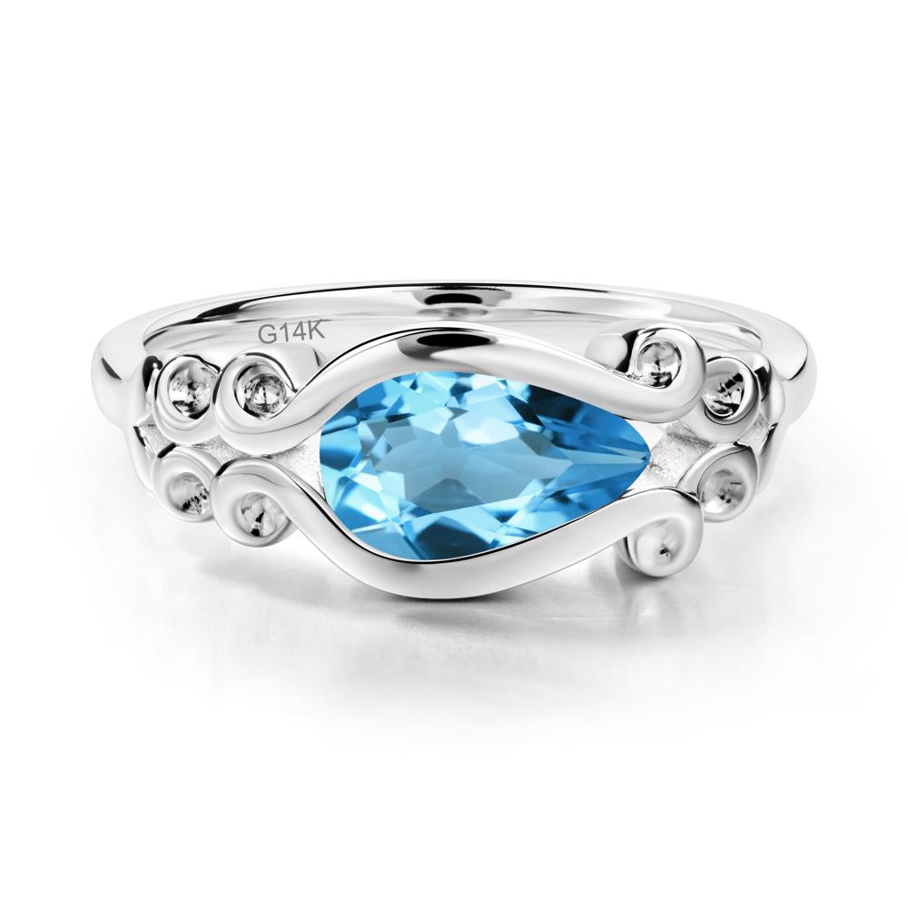 Swiss Blue Topaz Scrollwork Ring - LUO Jewelry #metal_14k white gold