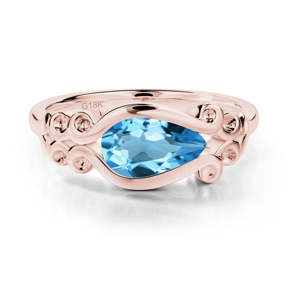 Swiss Blue Topaz Scrollwork Ring - LUO Jewelry #metal_18k rose gold