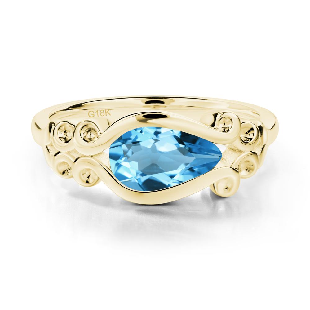 Swiss Blue Topaz Scrollwork Ring - LUO Jewelry #metal_18k yellow gold