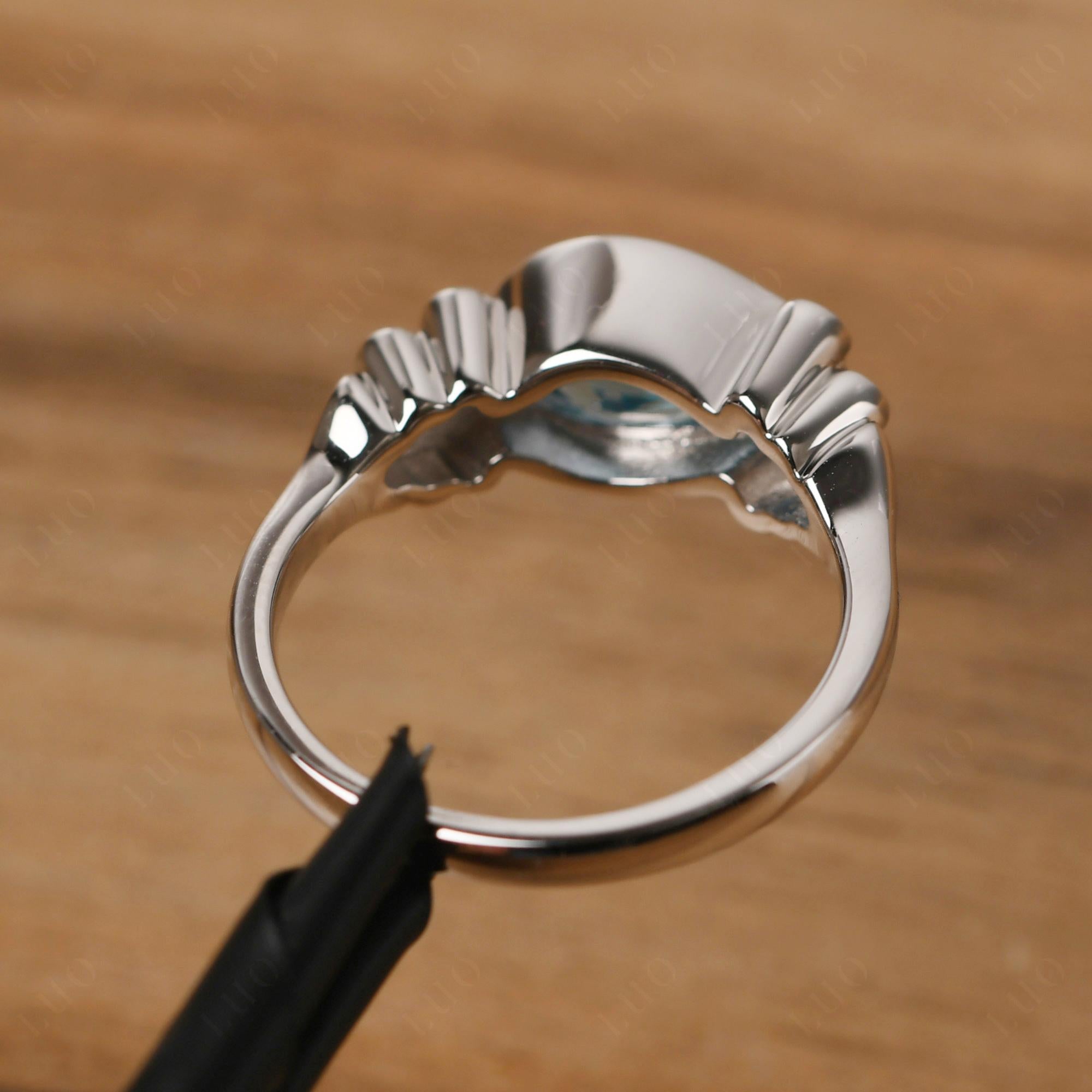 Swiss Blue Topaz Scrollwork Ring - LUO Jewelry