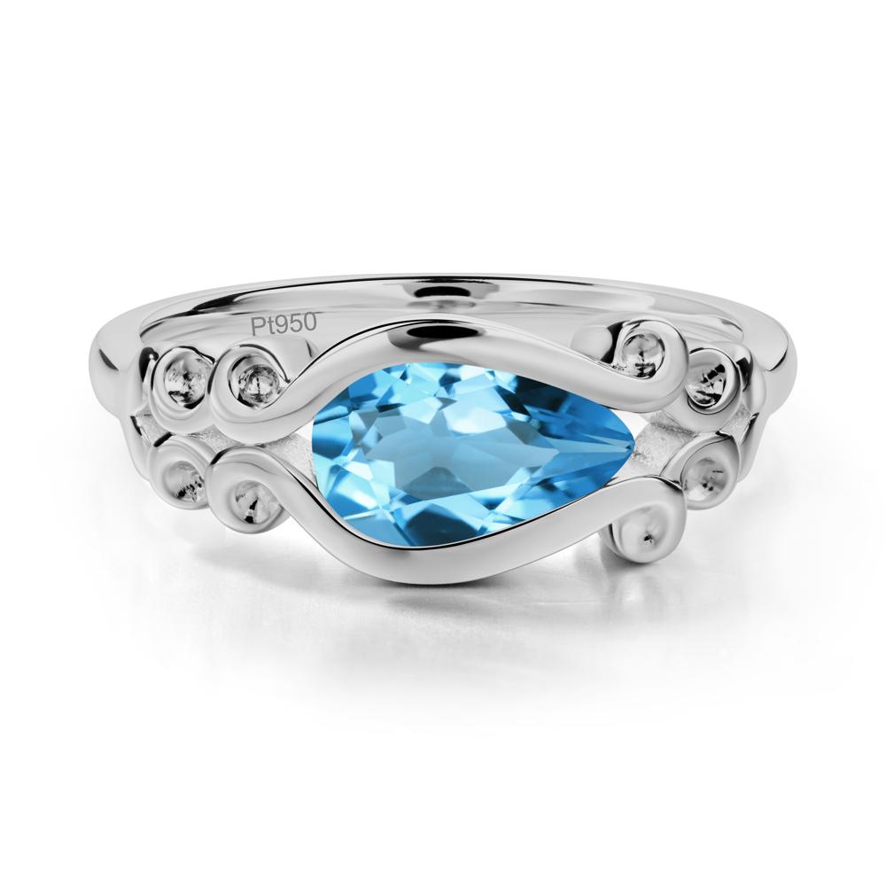 Swiss Blue Topaz Scrollwork Ring - LUO Jewelry #metal_platinum