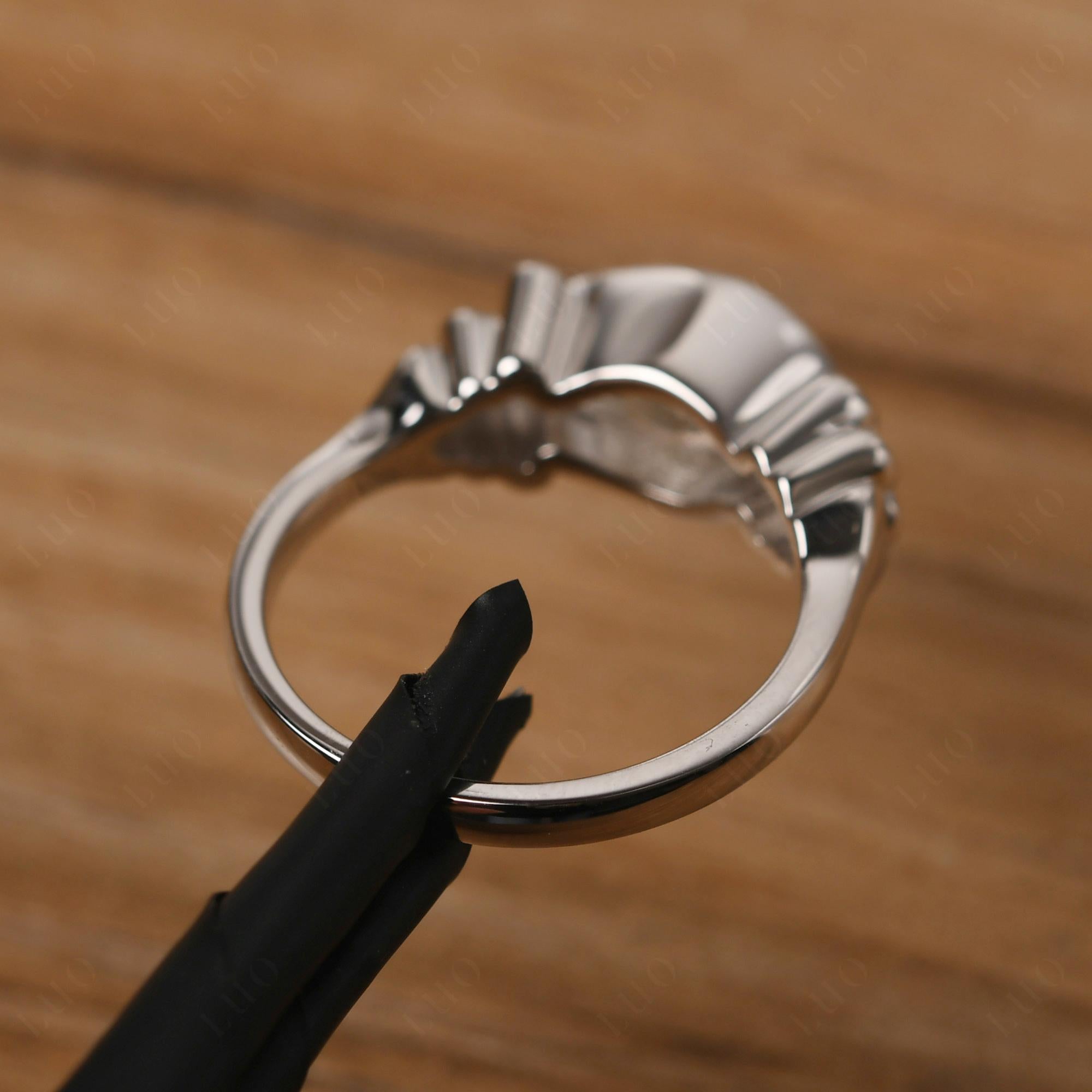 Pear Shaped White Topaz Scroll Ring - LUO Jewelry