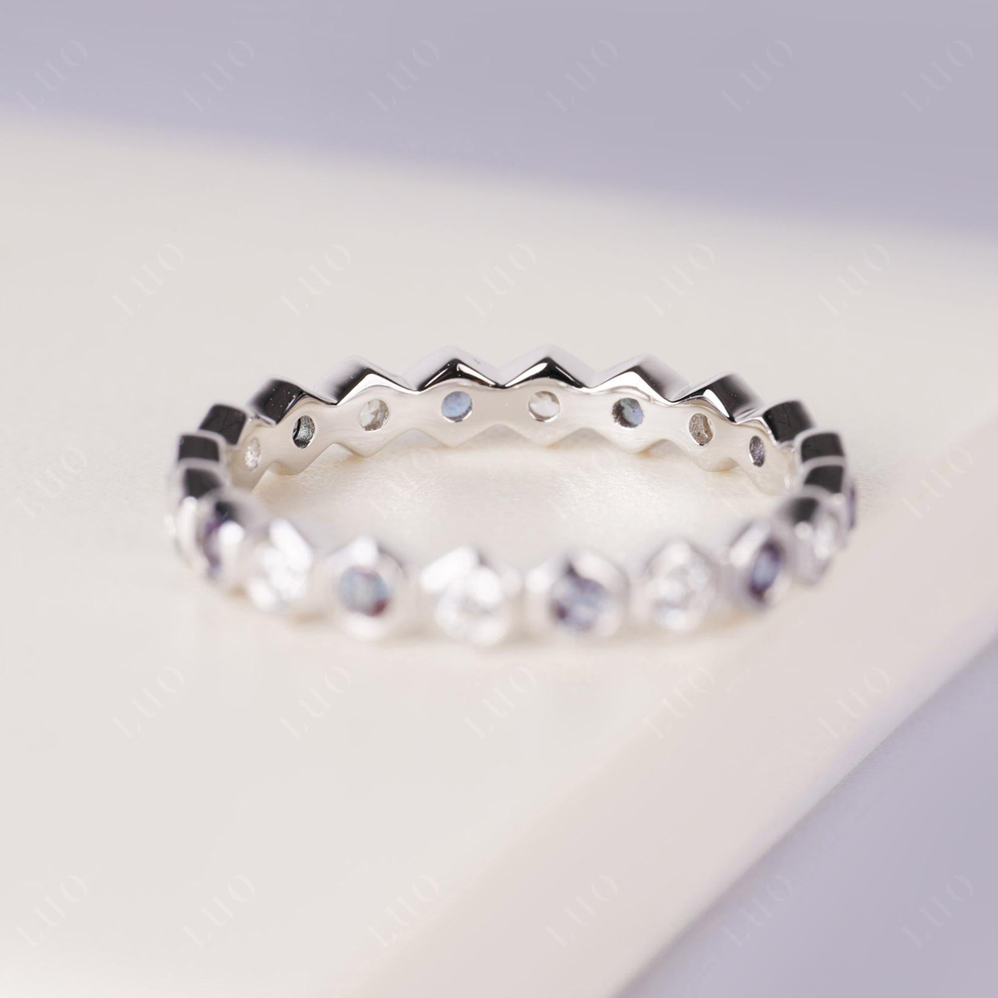Alexandrite and Cubic Zirconia Hexagon Band Ring | LUO Jewelry