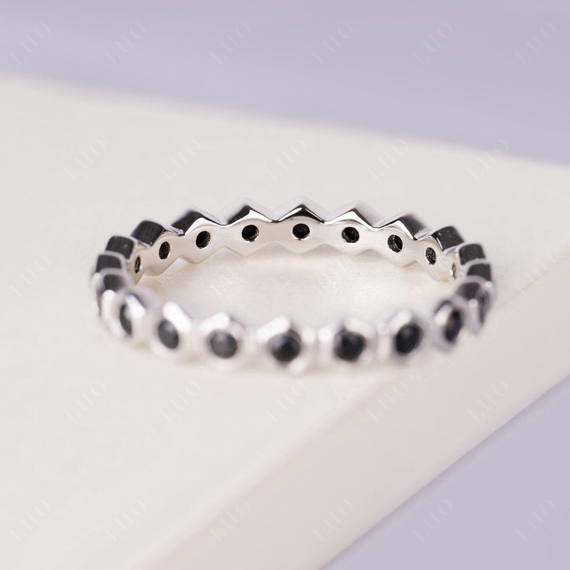 Black Spinel Hexagon Wedding Ring | LUO Jewelry
