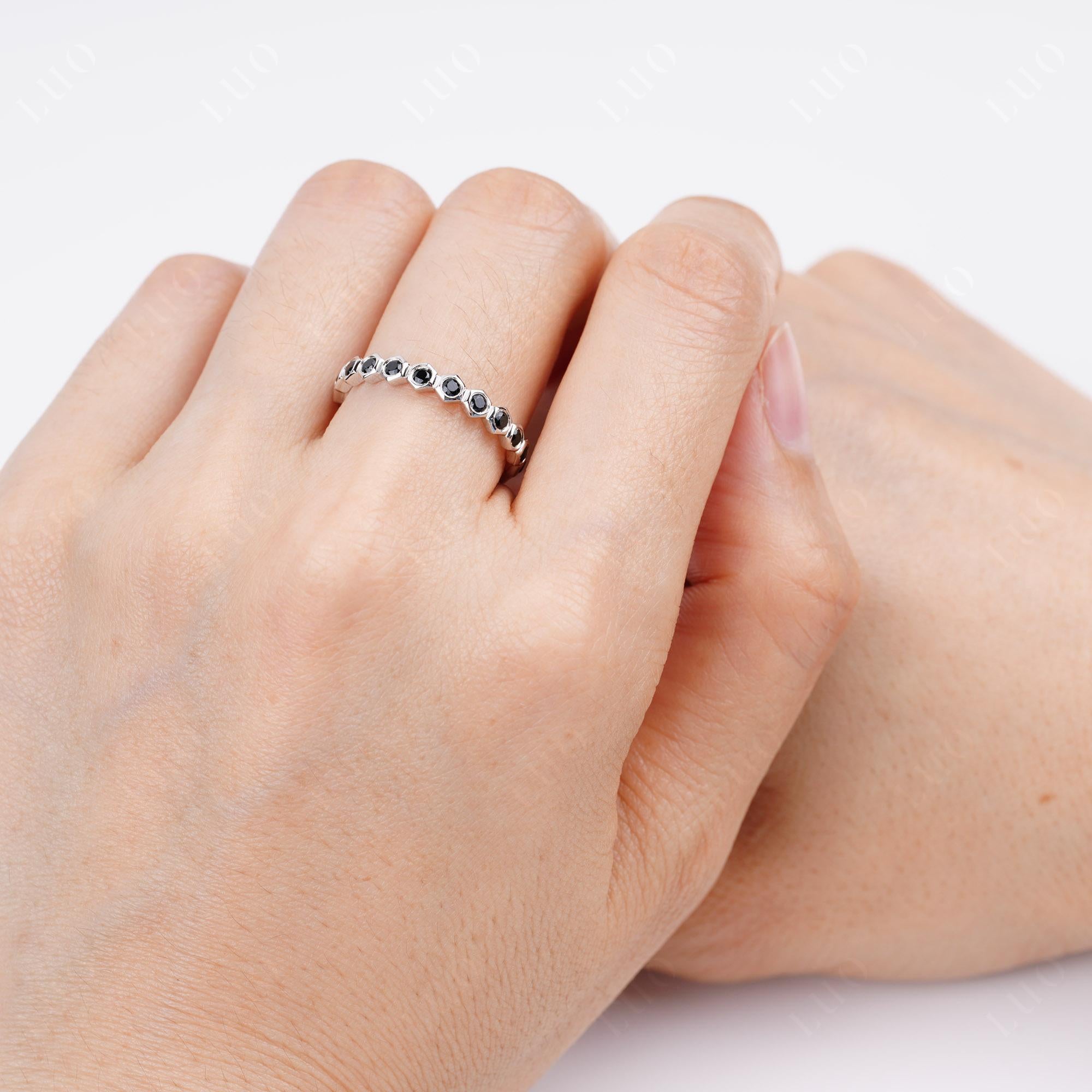Black Spinel Hexagon Wedding Ring | LUO Jewelry